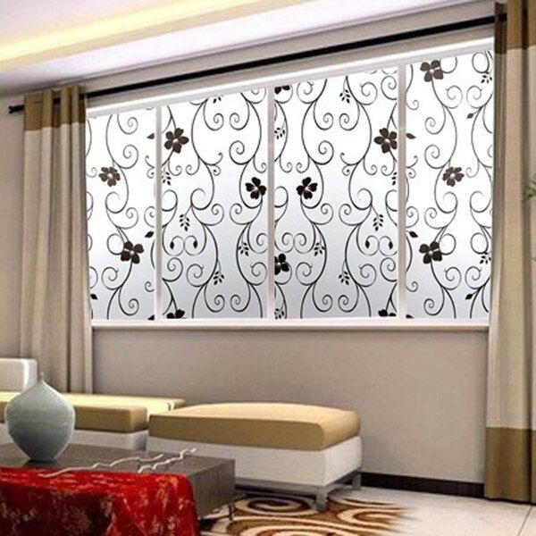 Privacy Window 3D Adhesive Film Glue less Decorative Static Self Adhesive Stained Glass Film Anti UV Glass Sticker for office, lounge, bedroom, bathroom, windows
