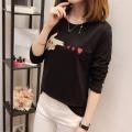 Black Cotton Long Sleeves Stylish Tshirt T Shirt T-Shirt Top For Women For Girls. 