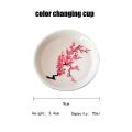 Japanese Magic Sakura Cup Cold Temperature Color Changing Flower display Sake Cup Ceramic Kung fu Tea Cup Tea Bowl. 