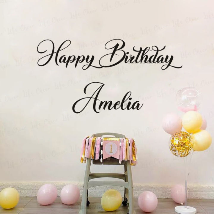 Superman Ruoias Happy Birthday Sign Vinyl Wall Board Sticker Parties Custom Kids Name Wall Art Decals Anniversaire Personalized Home Decoration