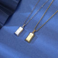 Hot Selling Rich Gold Small Gold Bar Necklace Women's Gold Brick Pendant s925 Sterling Silver Plated Gold Simple Design. 