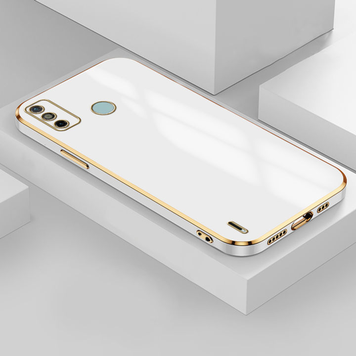 For Tecno Spark 6 Go Back Cover Fashion Shiny Plating Square Bumper Camera Protection Case Soft Silicone Shockproof Protective Mobile Phone Cases