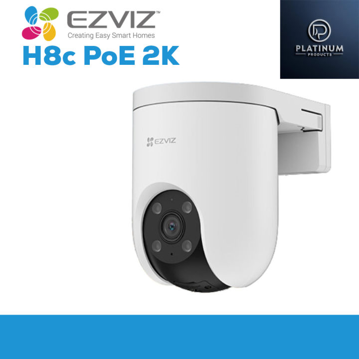 Ezviz H8c PoE 2K Power Over Ethernet 360 Panoramic View Smart Tracking Active Defense 2K Resolution Human Detection Color Night Vision Two Way Talk Weatherproof Design Model: CS-H8c (3MP, PoE)