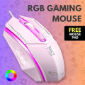 RGB Mouse with FREE Mouse Pad - HP Gaming Mouse with Top RGB 7 Lights Breathing - USB Wired Optical Moue for PC, Laptop, Minecraft, Mobile Pubg, Free Fire. 
