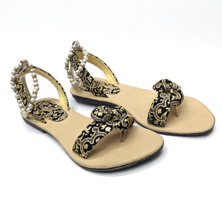 Pearl Strap Flat Sandals for Girls Women Daraz