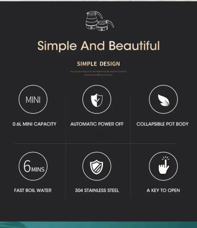 Fast Water Boiling 600 ml Portable Kettle Travel