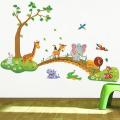 3D Kids Room Decor Removable Cartoon Jungle Forest Trees Animal Wall Sticker. 