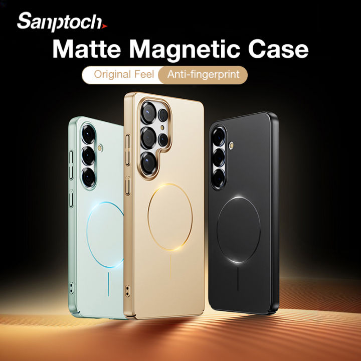 Sanptoch Slim Matte Magnetic Phone Case For Samsung Galaxy S25 S24 Ultra Plus Ultra Thin Anti-fingerprint Cover For S25+ PC Shockproof Protection Casing