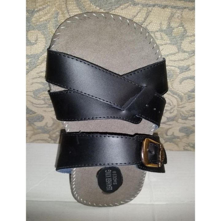 Black Leather Slipper For Men