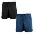 Pack of 2 Men's Performance Running Sports Shorts, Gym Fitness Football Polyester Shorts - Black & Navy Blue Shorts. 