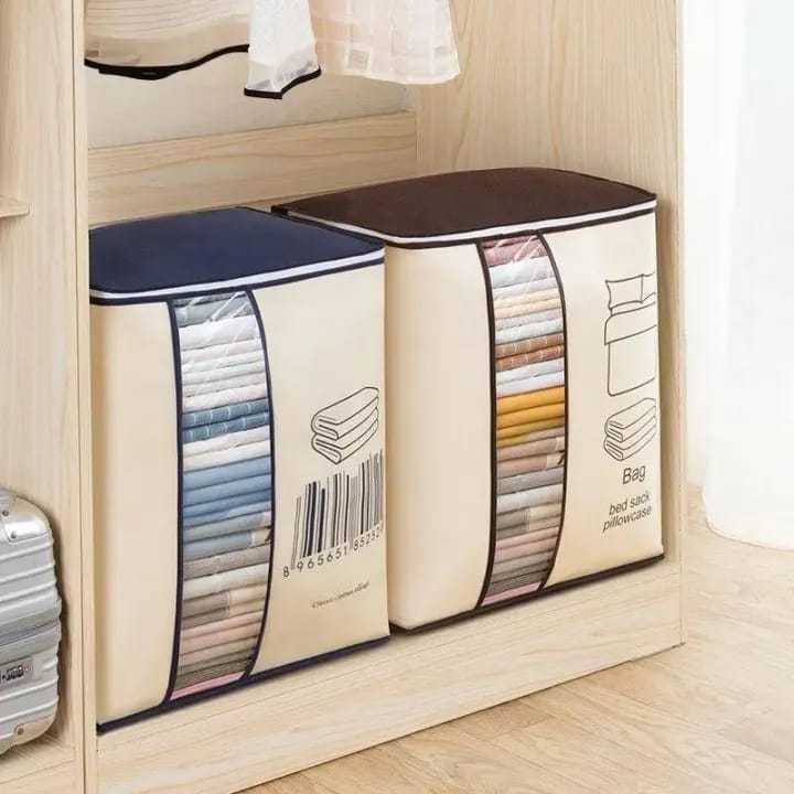 Futon Storage Bag Non-Woven Fabrics Transparent Visual Window for Quilt Storage Box Household Large Capacity Items Storage Bags