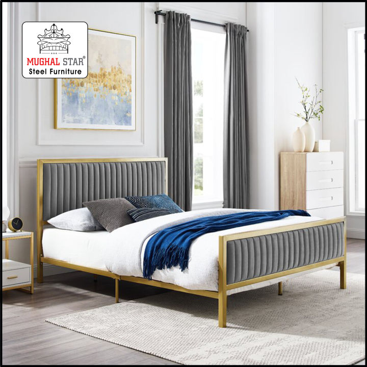 Super Delux Bed Grey, Iron Bed, Double Bed, Mughal Star Steel Furniture
