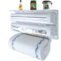 3 In 1 Kitchen Triple Paper Roll Dispenser & Holder For Tissue Paper Roll, Aluminum Foil And Plastic Wrapping Film/Cling Film. 