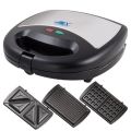 Anex Deluxe Sandwich Maker 3 in 1 Sandwich maker AG-1039 C delicious hot sandwiches crispy waffle Bar B Q grill Silver & Black 2 Years Brand Warranty. 