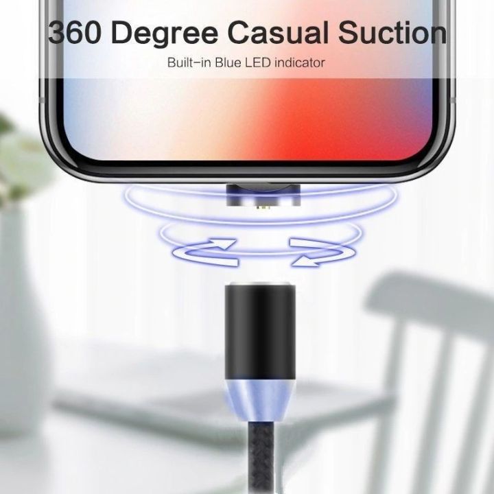 Magnetic%20Fast%20Charging%20Cable%201m%202m%20Nylon%20Braided%20LED%20for%20Micro%20USB%20Type%20C%20iPhone%20Black%20-%20Image%209