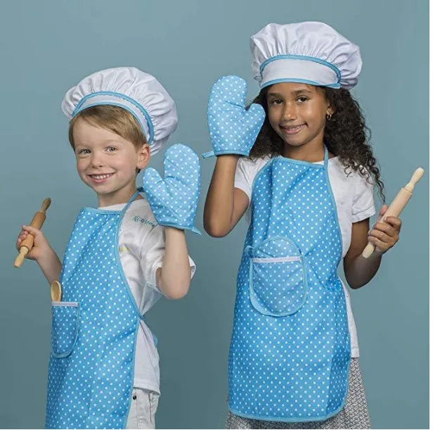 11pcs Apron for Little Girls Kids Cooking Baking Set Chef Hat Mitt Utensil for Toddler Play House Toys Chef Costume Role Play Daraz.pk