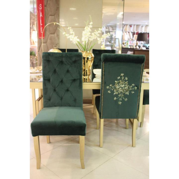 Set Of 2 Back Tufted Green Dining Chair