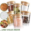 200ml Small Clear Glass Jar with Bamboo Silicone Sealed Lid (6 Pack) Nuts Spice or Kitchen Storage. 