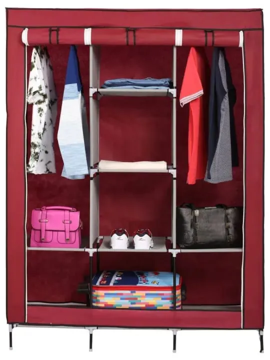 MMTS%20%20Clagor%203%20Door%20Folding%20Portable%20Clothe%20Wardrobe/Closet/Almirah%20with%208%20Shelves%20(88130)%20-%20Image%203