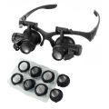 10X 15X 20X 25X Double Eye Loupe Head Wearing Magnifier Eye Glasses Loupes with LED Light Headband Jeweler Watch Repair Loupe. 