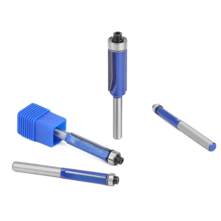 /4Shank Flush Trim Router Bits Double Flute With Bearing Router Bit Set ...
