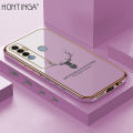 Hontinga for Tecno Spark 7 Pro Back Cover Luxury 6D Plating Lucky Side Pattern Shiny Case Soft Silicone Square Mobile Cover. 
