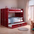 Contemporary  Cargo Container Bunk Bed with Built-in Ladder and Full Length Guardrail on Top,  High Quality  Metal Bunk Bed. 