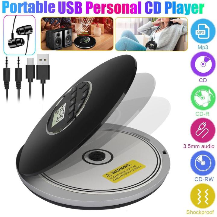 Q60 Portable with LCD Display Walkman CD Player for Adults Students Kids Personal Compact Disc CD Player with Headphones Jack BLACK