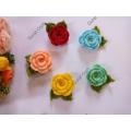 Crochet Rose Flower, Leaves, Multicolored, Valentine's day Gift, Hair Accessories, Clothing, Handmade, Décor, 5/10/20 pcs, Crochet Flower Applique.. 
