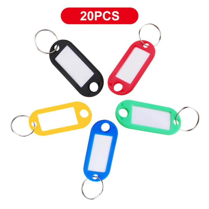 20 piece Keychain  Plastic Keychain Key Tags ID Label Name Tags Split Ring