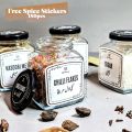 Set of 12 Glass Jar 400ml with Stickers, Kitchen Spices jars , Square Glass Jars pure , Spice Jar Storage Jars Pantry jars Masala Jar Containers Glass Bottles , Free 180 Spices Stickers. 