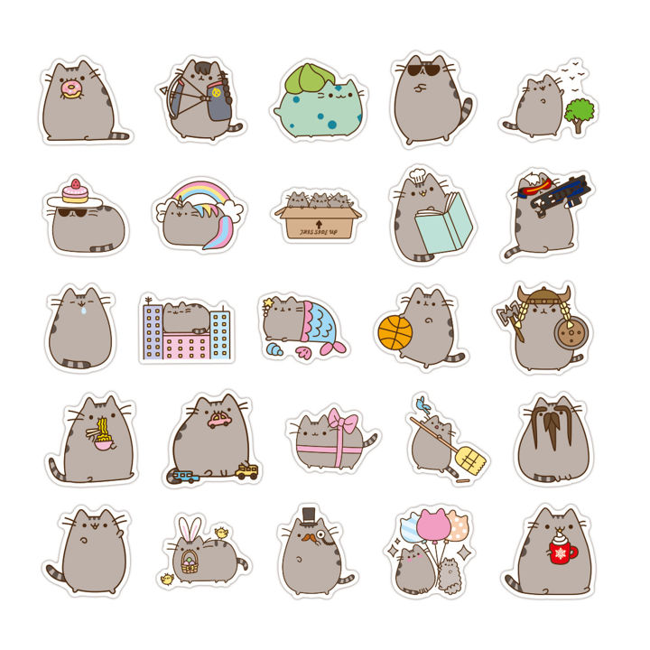 Pusheen%20Sun-resistant%20Cute%20Cat%20Decal%20Hand%20Account%20Journal%20Note%20Cartoon%20Stickers%20-%20Image%204