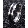 Silver Black Stainless Steel Ring For Men. 