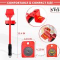 SP DEALZ  Furniture Lifter Mover Tool Set, Furniture Mover, Mr Hercules Moving Tool, Furniture Lifters for Heavy Furniture, 180° Adjustable Pry Bar and 360° Rotatable Sliders (Red). 
