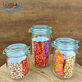 Wishly Airtight food storage Glass Jars/Containers Set with Clear vacuum Seal glass Lid with metal hook/clip lock - Kitchen & Dining Canisters for Serving Tea, Sugar, Coffee, Spice, Sugar, Candy, Nuts, Cookie, Rice etc.. 