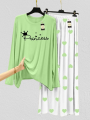 mix  Colour Princess Printed Lounge Wear Night Suit with Mini heart Printed Pajamas - Stylish Sleepwear Set For Women By Zaviyar Garments. 