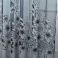 Floral Window Curtains Panel Net Drape Balcony Office Decor Grey w/ beads. 