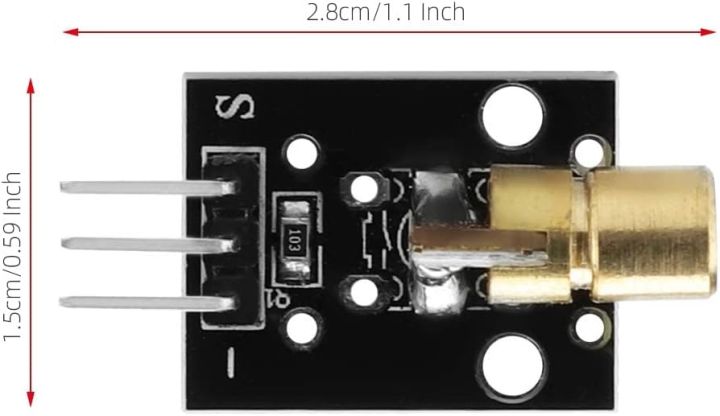 3 Pin 650nm 5V Laser Transmitter Sensor Module Board KY-008 Dot Diode Copper Head Sensor Module Diode Laser Mini laser head for Arduino Raspberry Pi Laser