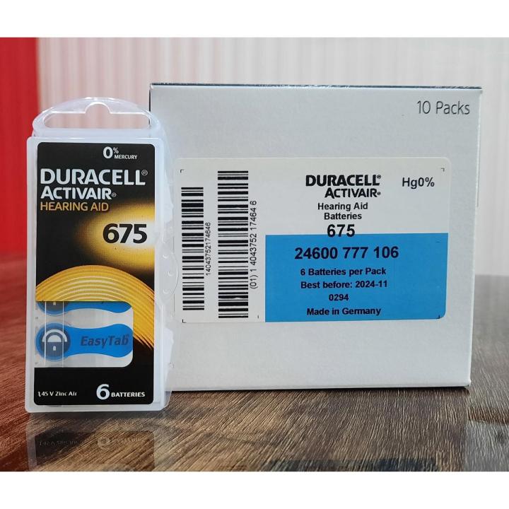 (Box of 10 Packs) Duracell Hearing Aids Batteries / Duracell Hearing Aid Battery Size # 675