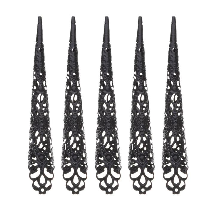 Claw Finger Nail Ring Rings Fingertip Nails Queen Tip Claws Fingernail Ancient Halloween Floral Cosplay Gothic