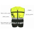 OIMG 2 Pcs 7 Pockets Class 2 High Visibility Zipper Front Safet Yellow Vest With  Reflective Strips X & Xl. 
