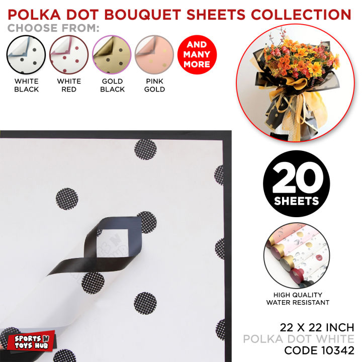 Flower Bouquet Polka Dot Sheet Collection, Flourish Bouquet Gift Wrapping Paper, Flourish Paper Roll, Decoration Birthday Parties, Valentines Day, Weddings, Nikkah, Anniversary, DIY Arts & Craft Decor Fresh Artifical Flowers Gifting : sOeV7f6E