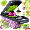 16 in 1 Multifunctional Vegetable Chopper, Pro Onion Chopper, Kitchen Vegatble Slicer Chopper, Veggie Chopper With 8 Blades, Carrot Chopper With Cintainer. 
