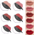 Korean Style Lip Shape Waterproof Lazy Lipstick Matte Makeup Long Lasting Moisturizing Matte Finish Lip-Shaped Lipstick Moisturizing Matte Lip Makeup Tint Waterproof Nonstick Cup Lip Gloss. 