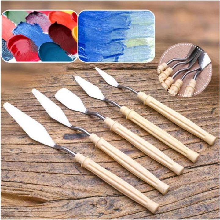 Pack of 5 Painting Palette Knife Stainless Steel Scraper Spatula Art Supplies for Artist