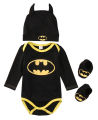 Cute Batman Newborn Baby Boys Infant Rompers+Shoes+Hat 3Pcs Outfit Clothes Set. 