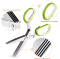 Herb Scissors, Multipurpose 5 Blade Kitchen Herb Shears Herb Cutter with Safety Cover and Cleaning Comb for Chopping Basil Chive Parsley, Stainless Steel. 