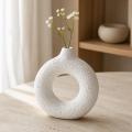 Donut Shape Ceramic Vase, Modern Luxury Home Decor, Perfect for Fresh or Artificial Flowers. 