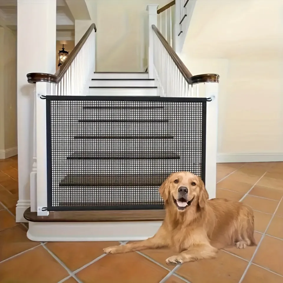 Enigma Retractable Baby Gate Retractable Pet Safety Gate with Telescopic Pole Mesh Door Fence for Dogs Secure Pet Separation Guard Ideal for Adjustable Height Safety Gate Daraz.pk