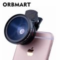 ORBMART Universal Clip Professional HD Camera Lens Kit 0.45x Super Wide Angle Lens + 12.5x Super Macro Lens Mobile Phone Lense-black. 
